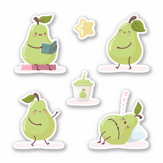 Adesivo Lovely and funny set of pears (Frente)