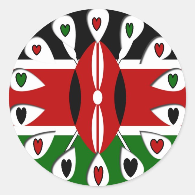 Adesivo Lovely Hearts Kenya: Flag Art Motif (Frente)