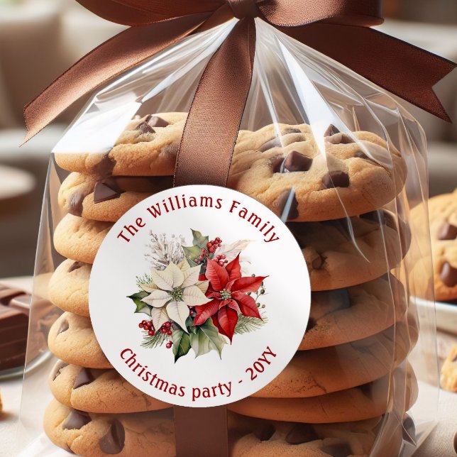 Adesivo Lovely Poinsettia Floral Family Christmas Party  (Criador carregado)