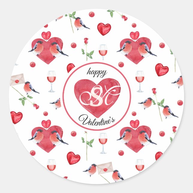 Adesivo Lovely Valentine's Day Pattern | Monogrammed (Frente)