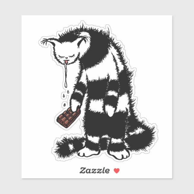 Adesivo Lover De Chocolate Engraçado - Gato De Gato De Gri (Folha)