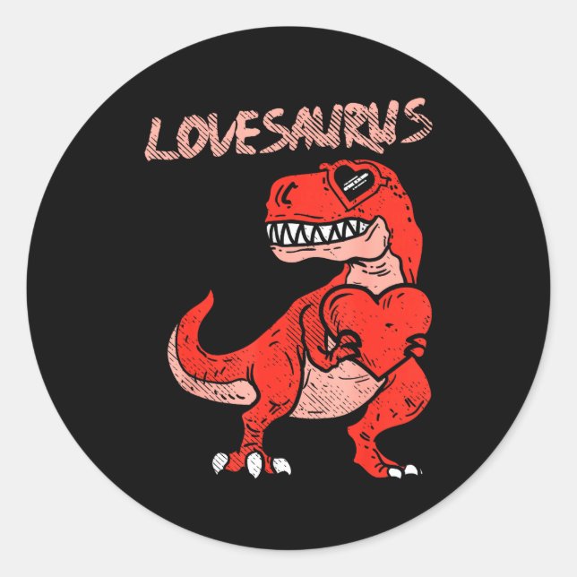 Adesivo Lovesaurus Trex Dinosaur Heart Cute Valentines Day (Frente)