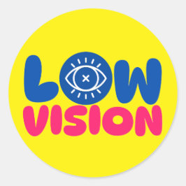 Adesivo Low Vision - blue and pink on yellow background