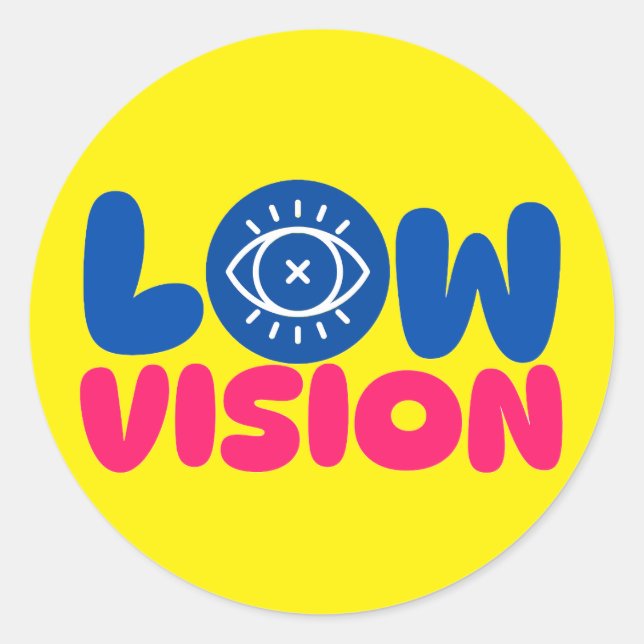 Adesivo Low Vision - blue and pink on yellow background (Frente)