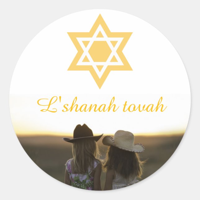 Adesivo L'shanah Tovah Rosh Hashanah Star de David (Frente)