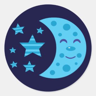 Adesivo Lua azul e estrelas listradas