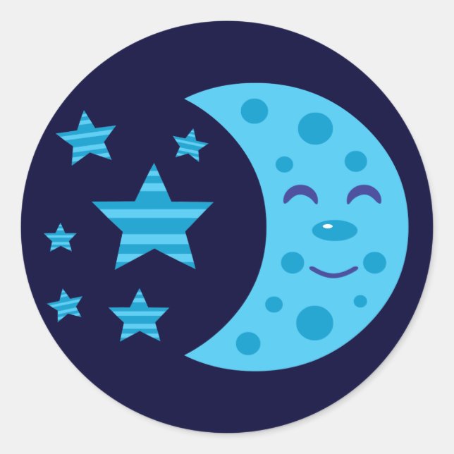 Adesivo Lua azul e estrelas riscadas (Frente)