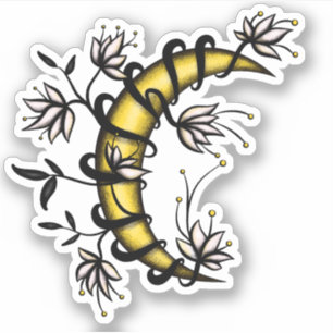 Adesivo Lua crescente envolvida no estilo do tatuagem das