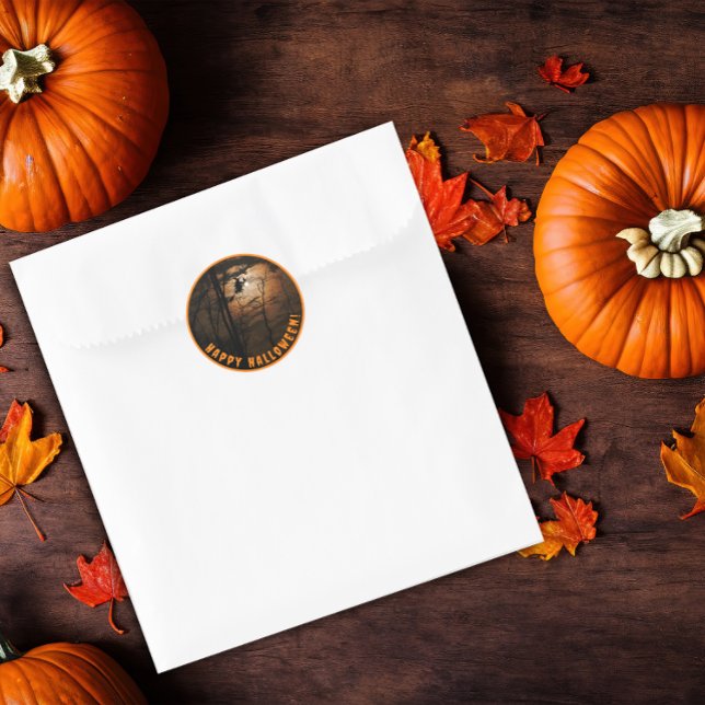 Adesivo Lua de bruxa negra feliz do halloween (Criador carregado)