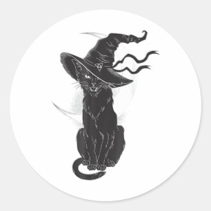 Adesivo Lua de Chapéu de Bruxa Negra do Halloween