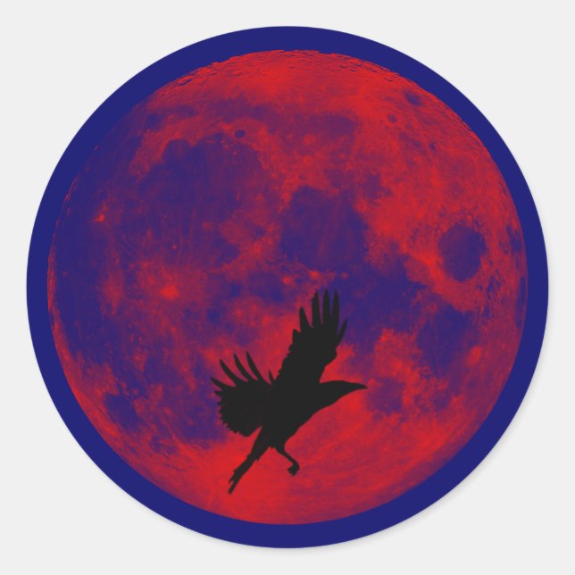 Adesivo Lua de sangue corvo blood moon raven (Frente)