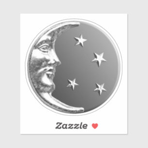 Adesivo Lua do art deco e estrelas - cinza/cinzas e prata