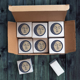 Adesivo Lua Dormindo Marinho Mágico Azul Vintage Celestial