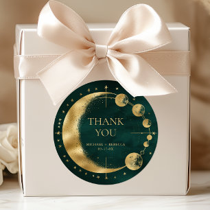 Adesivo Lua Dourada Esmeralda Celestial Obrigada Casamento
