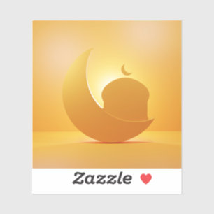 Adesivo lua e ornamento de mesquitas brilhando