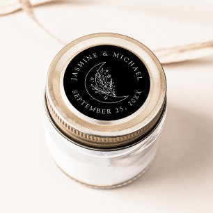 Adesivo Lua Elegante e Estrelas: Favor do Casamento Negro