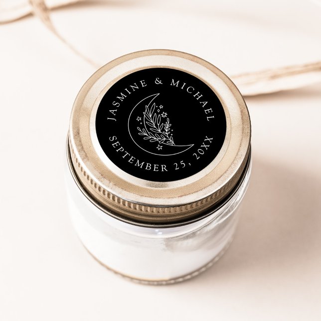 Adesivo Lua Elegante e Estrelas: Favor do Casamento Negro (Criador carregado)