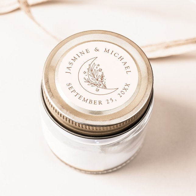 Adesivo Lua Elegante e Estrelas Terracotta - Favor do Casa (Criador carregado)