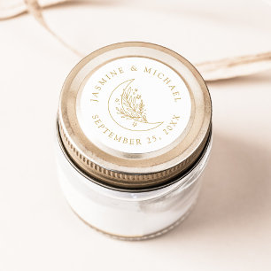 Adesivo Lua Elegante e Formas Douradas de Casamento