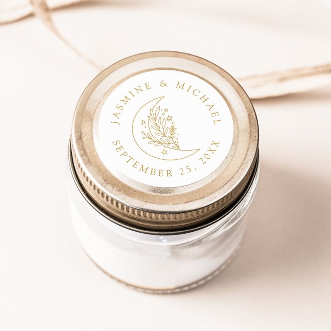 Adesivo Lua Elegante e Formas Douradas de Casamento (Criador carregado)