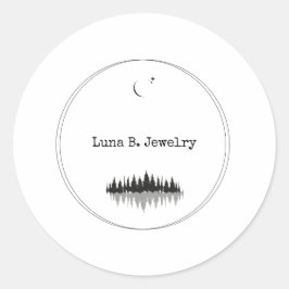 Adesivo Lua Mínima Moderna da Floresta Negra e Branca