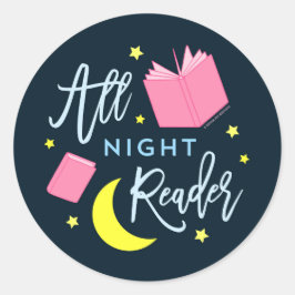 Adesivo Lua Stars e Livros Rosa Todo Leitor Noturno