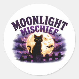Adesivo 🐈‍⬛ Luar de Halloween Gato Preto Dizendo 🌕