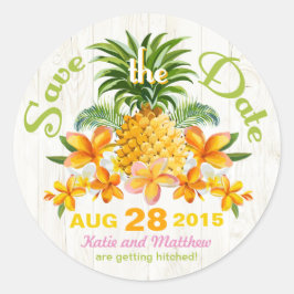 Adesivo Luau Beach Tropical Floral Salve o Rótulo de Data
