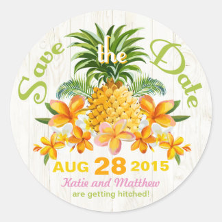 Adesivo Luau Beach Tropical Floral Salve o Rótulo de Data