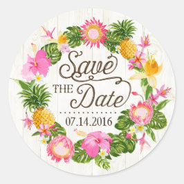Adesivo Luau Beach Tropical Floral Salve o Rótulo de Data