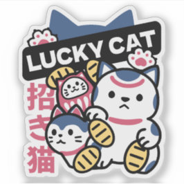 Adesivo Lucky Cat Maneki Neko – Japanese Fortune Cat 