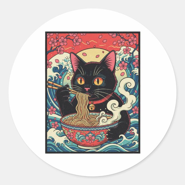 Adesivo Lucky Cat Ramen Noodle Art (Frente)