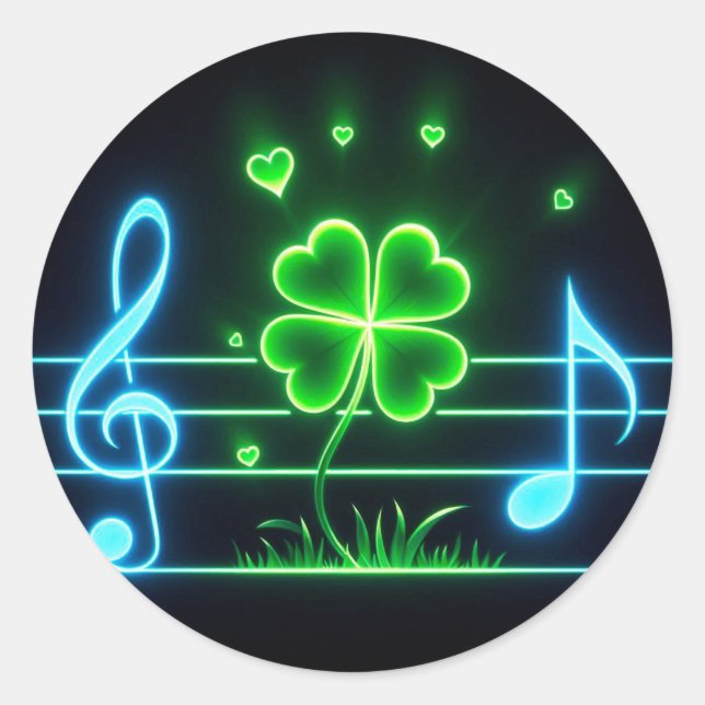 Adesivo Lucky Clover e notas de música (Frente)