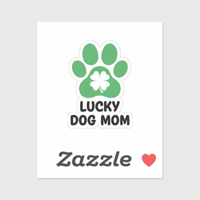 Adesivo Lucky Dog Mom Green Shamrock Paw Print St Patrick  (Folha)