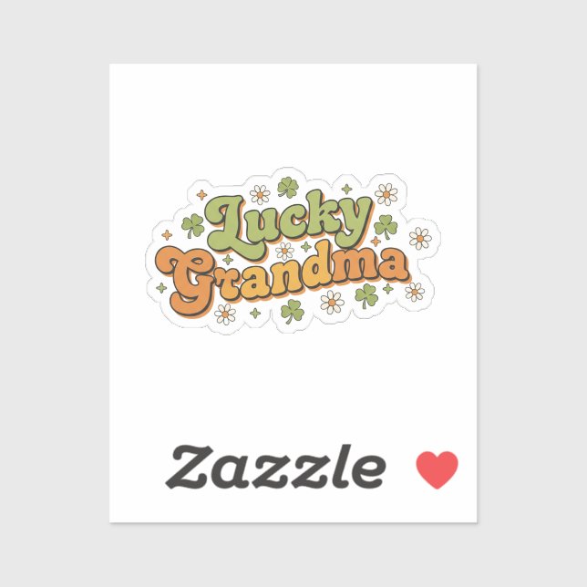 Adesivo Lucky Grandma Retro 70s Groovy Script Flower  (Folha)