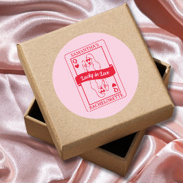 Adesivo Lucky In Love Pink & Red Bachelorette Favor