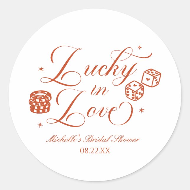Adesivo Lucky In Love Playing Card Casino Bridal Shower (Frente)
