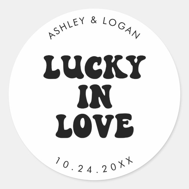 Adesivo Lucky In Love Retro Casamento Favorito Da Loteria (Frente)