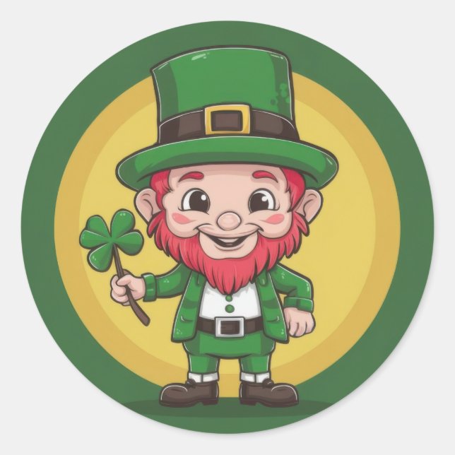 Adesivo Lucky Leprechaun and Clover Round Sticker Set (Frente)