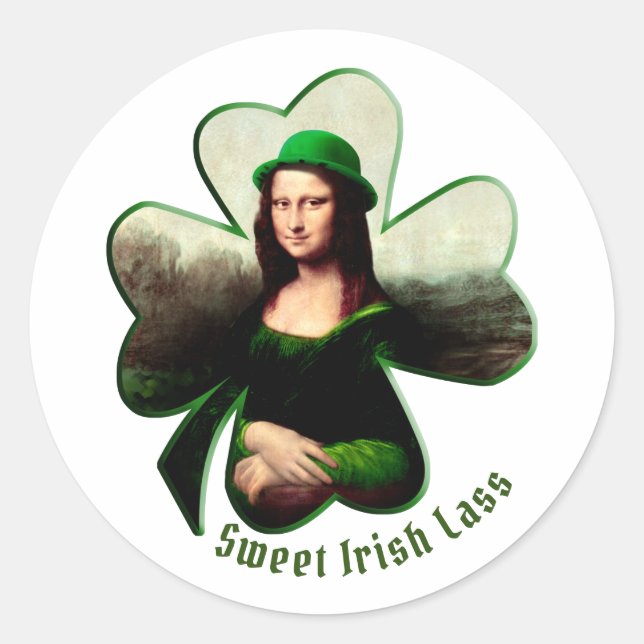 Adesivo Lucky Mona Lisa St. Patrick's Day (Frente)