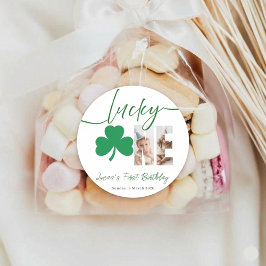 Adesivo Lucky One First Birthday Shamrock Photo Sticker