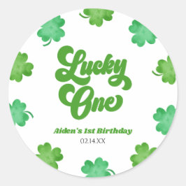 Adesivo Lucky One Green Shamrock Clover 1st Birthday Party