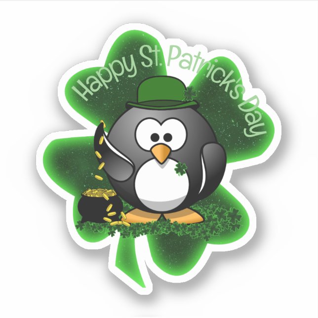 Adesivo Lucky Penguin St. Patrick's Day (Frente)