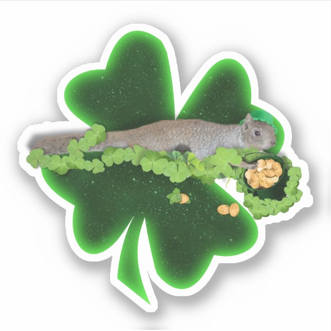 Adesivo Lucky Squirrel St. Patrick's Day (Frente)