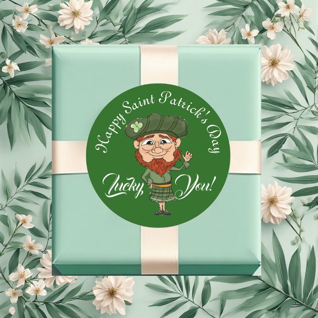 Adesivo Lucky You Leprechaun Elf Happy Saint Patricks Day  (Lucky You Leprechaun Elf Happy Saint Patricks Day Classic Round Sticker)
