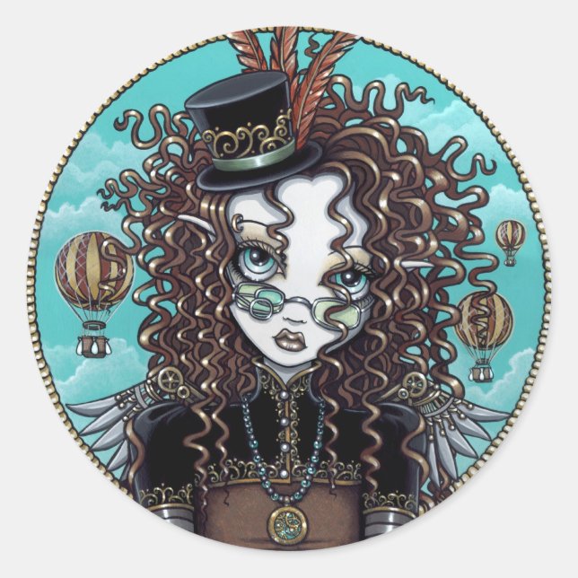 Adesivo "Lucy" Steam Punk Air Balloon Fairy Art Sticker (Frente)