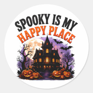 Adesivo 🎃 Lugar Feliz Ditado de Halloween de Fantasma 👻