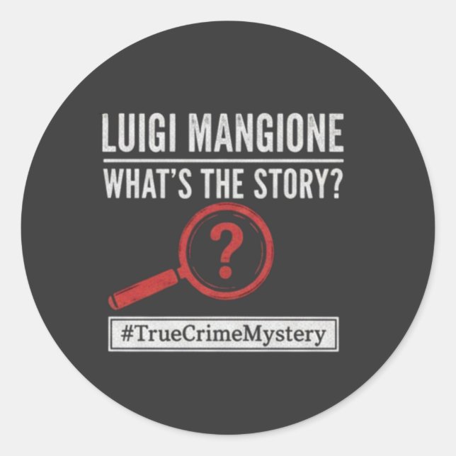 Adesivo Luigi Mangione - What's The Story? Mystery Sticker (Frente)