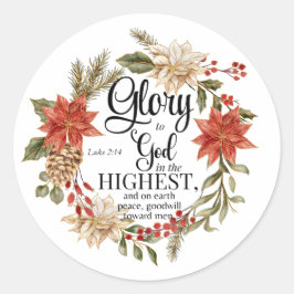 Adesivo Luke 2:14 Glória a Deus Dourada Floral de Natal