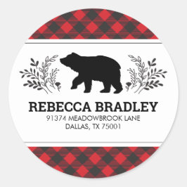 Adesivo Lumberjack Urso Buffalo Plaid Endereço de Devoluçã
